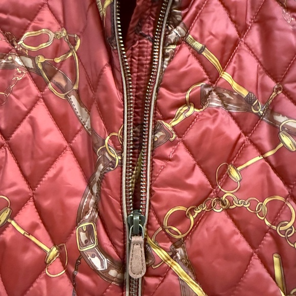 Talbots Equestrian print Quilted Vest, XS, Rust - Picture 3 of 6